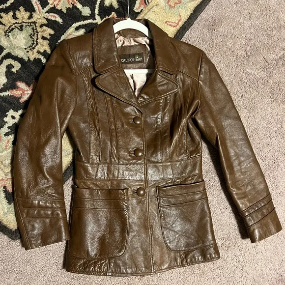 SOLD!!! M 70s 80s Vintage Californian Cognac Bohemian Leather Jacket Disco Baby! - Picture 11 of 11